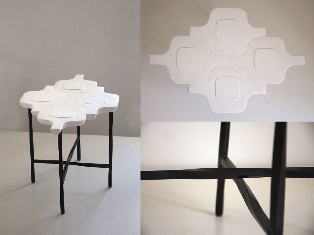 Carioca Coffee Table designer Miriam Loellmann em aço e concreto