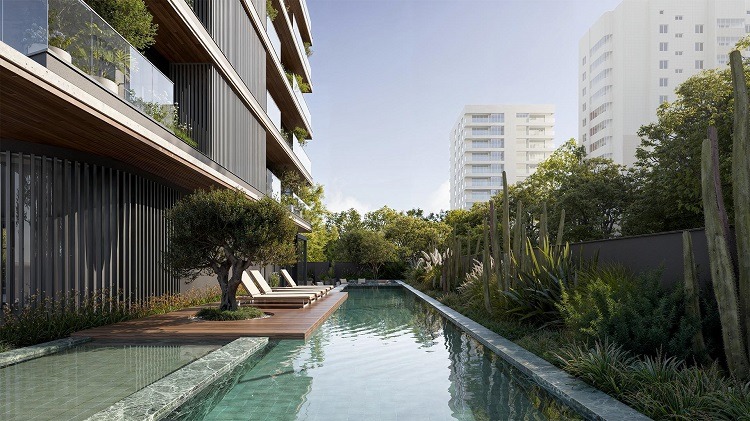 A raia da piscina chega a 20 metros